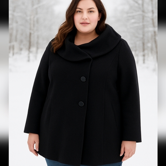 Sandro Boiled Wool Swing Jacket Plus Size Designer Minimalist Sz 1x - Picture 11 of 11
